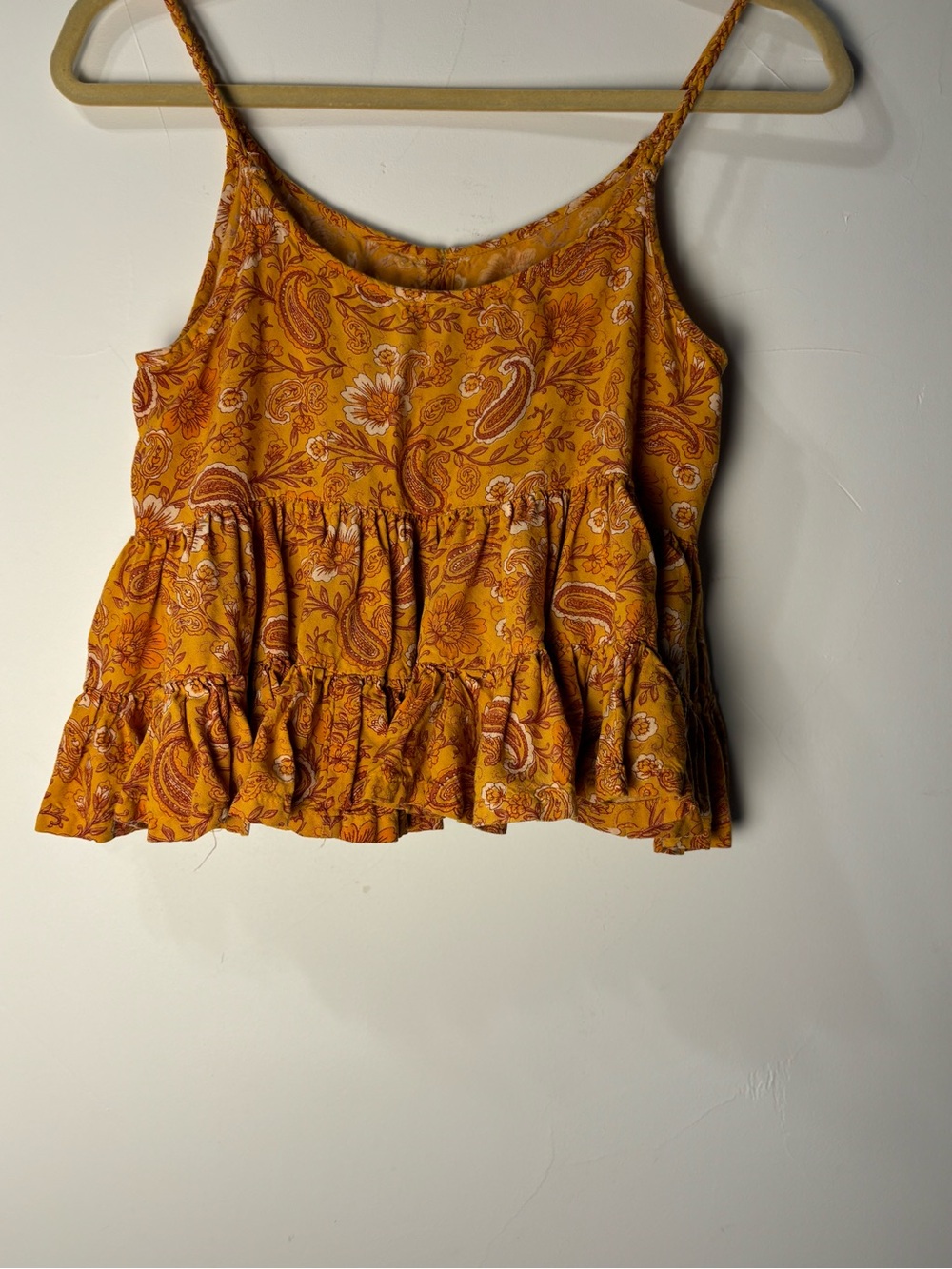 Patrons of Peace Mustard Paisley Ruffle Tank Top - Picture 4 of 5